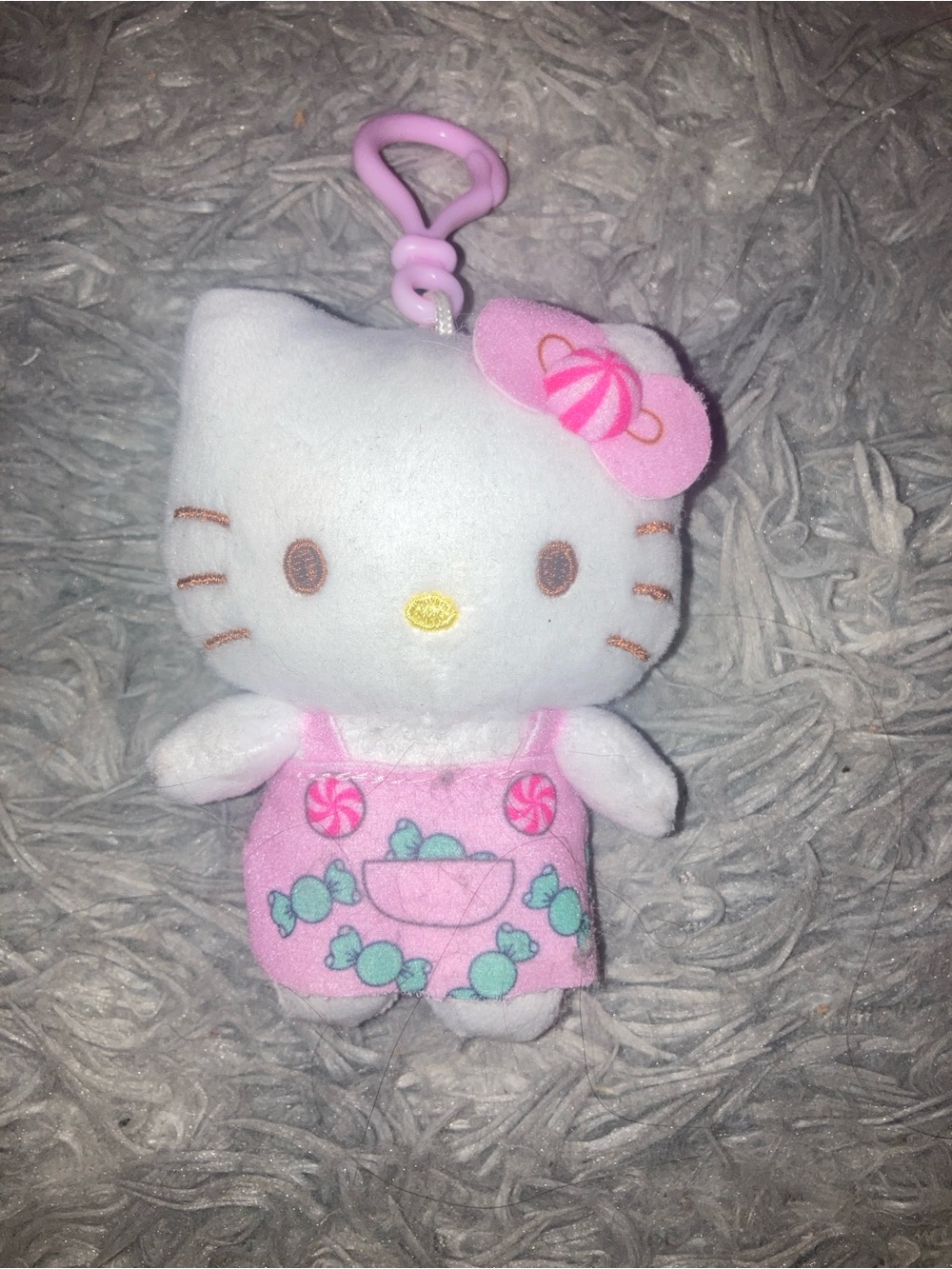 Hello Kitty White & Pink Candy Outfit Clip-On Plush